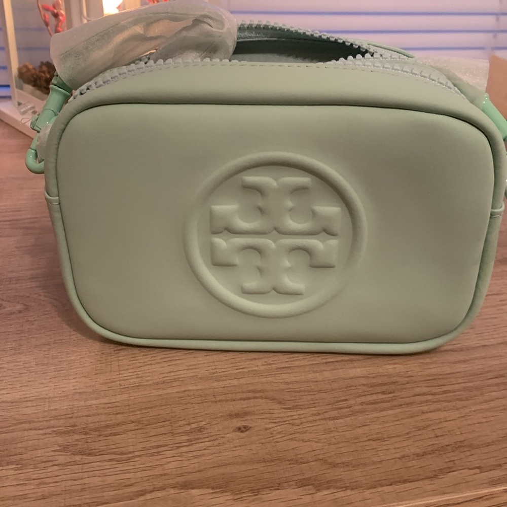 —SOLD—NWT Tory Burch Perry Bombe Matte Mini Crossbody Bag in Mint Chip